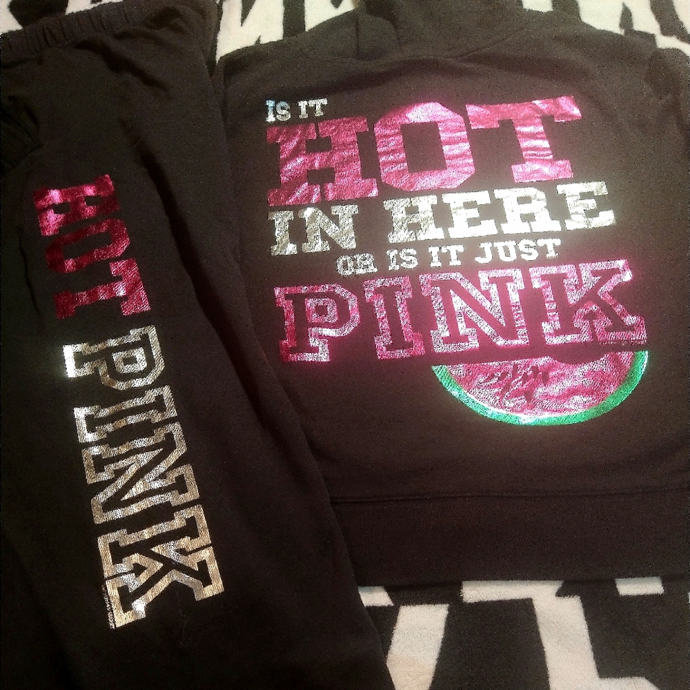 Victoria's Secret Pink "Hot in here"  Watermelon Shine Bling Set. L